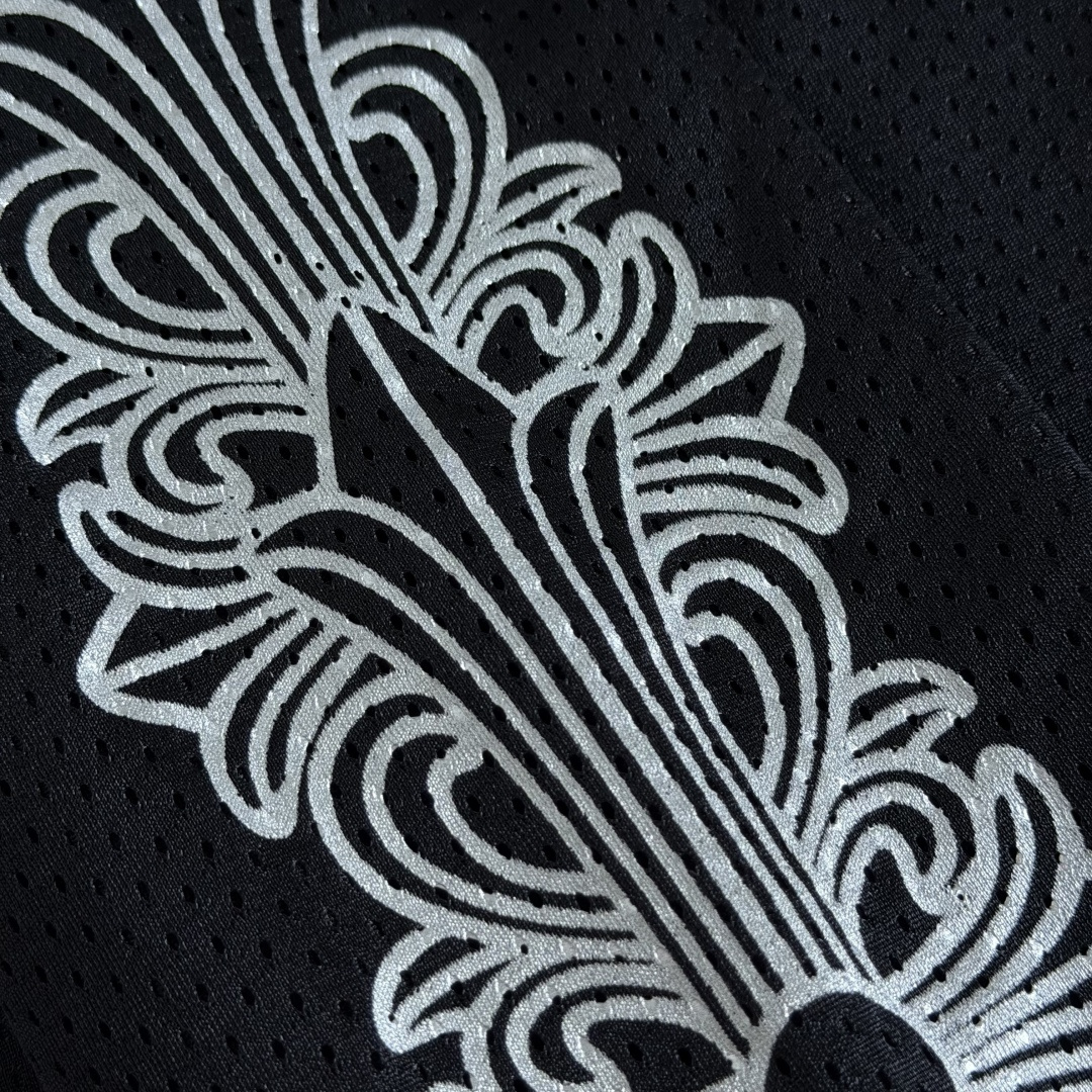 Chrome Hearts CH 克罗心 夏季 网眼冰球服 闪粉效果 长袖 V领 黑色
