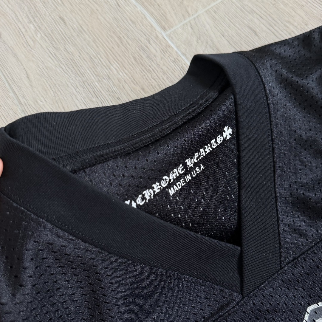 Chrome Hearts CH 克罗心 夏季 网眼冰球服 闪粉效果 长袖 V领 黑色