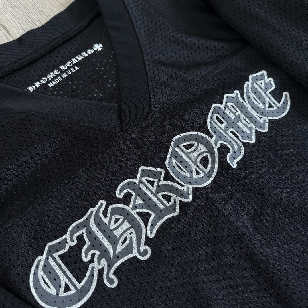 Chrome Hearts CH 克罗心 夏季 网眼冰球服 闪粉效果 长袖 V领 黑色