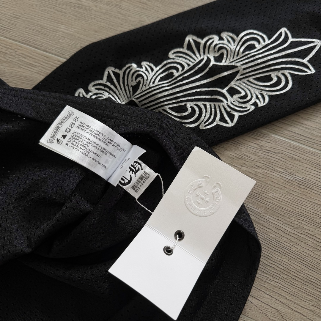 Chrome Hearts CH 克罗心 夏季 网眼冰球服 闪粉效果 长袖 V领 黑色