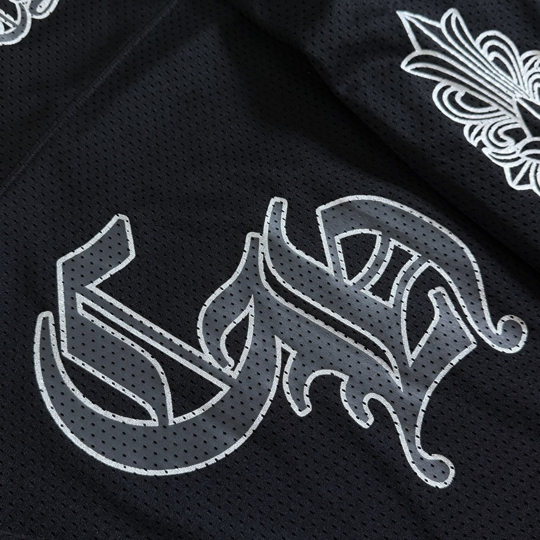 Chrome Hearts CH 克罗心 夏季 网眼冰球服 闪粉效果 长袖 V领 黑色