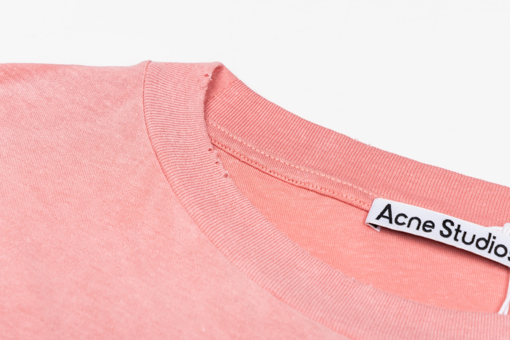 Acne Studios 1996系列炒色做旧圆领T恤 打底衫 长袖 粉色 A5