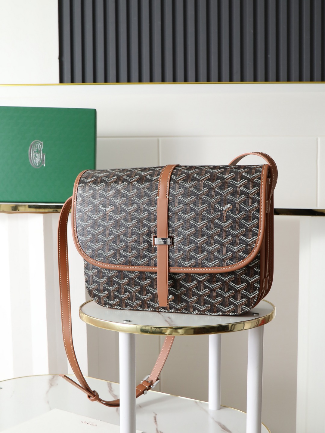 GOYARD 戈雅 邮差 Belvedere Messenger Bag (Canvas and Leather) — Dual-Use Handheld/Shoulder Bag-F0-BELVE3MMLTY