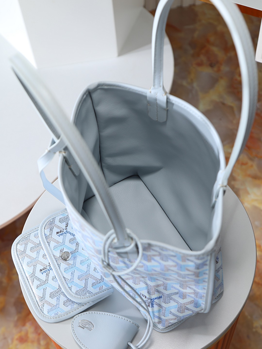 GOYARD 戈雅双面 Belvedere Reversible Mini Tote (Canvas and Leather) — Dual-use bag (handheld/shoulder carry)-F0-ANJCROMINCG