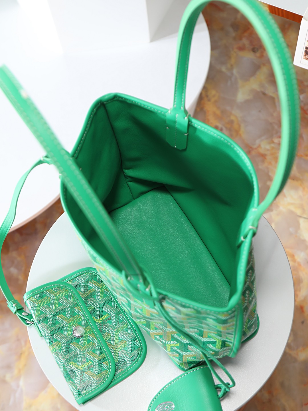 GOYARD 戈雅双面 Belvedere Reversible Mini Tote (Canvas and Leather) — Dual-use bag (handheld/shoulder carry)-F0-ANJCROMINCG
