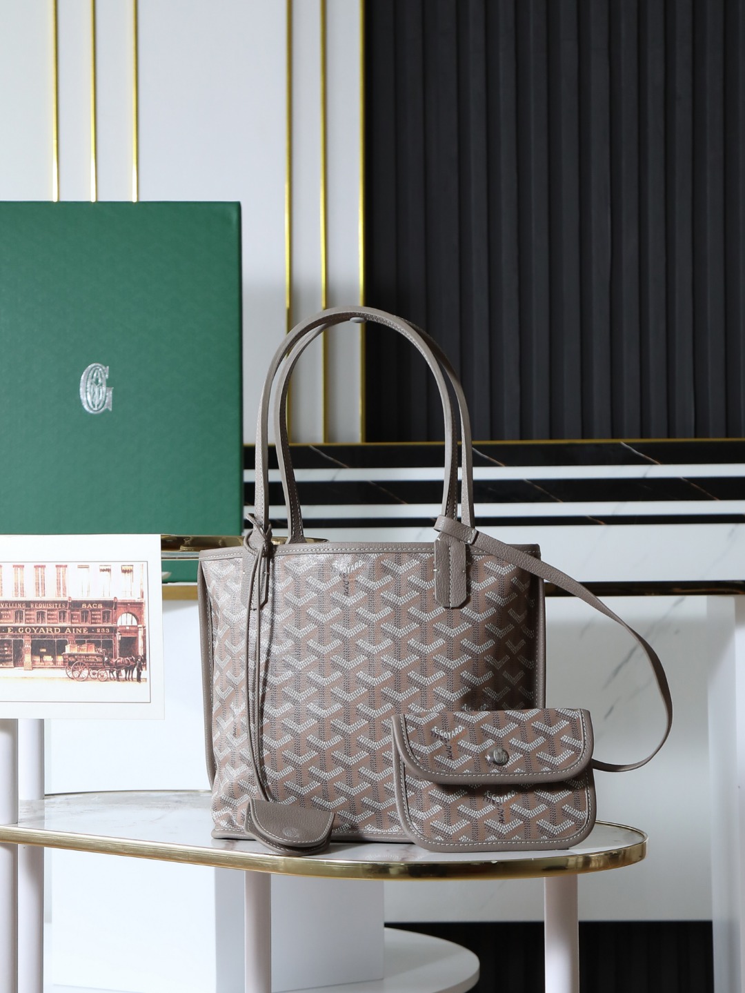 GOYARD 戈雅双面 Belvedere Reversible Mini Tote (Canvas and Leather) — Dual-use bag (handheld/shoulder carry)-F0-ANJCROMINCG