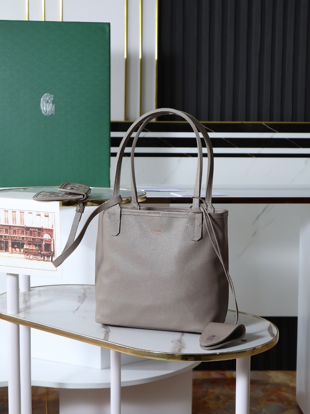 GOYARD 戈雅双面 Belvedere Reversible Mini Tote (Canvas and Leather) — Dual-use bag (handheld/shoulder carry)-F0-ANJCROMINCG
