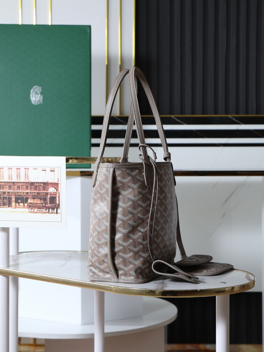 GOYARD 戈雅双面 Belvedere Reversible Mini Tote (Canvas and Leather) — Dual-use bag (handheld/shoulder carry)-F0-ANJCROMINCG