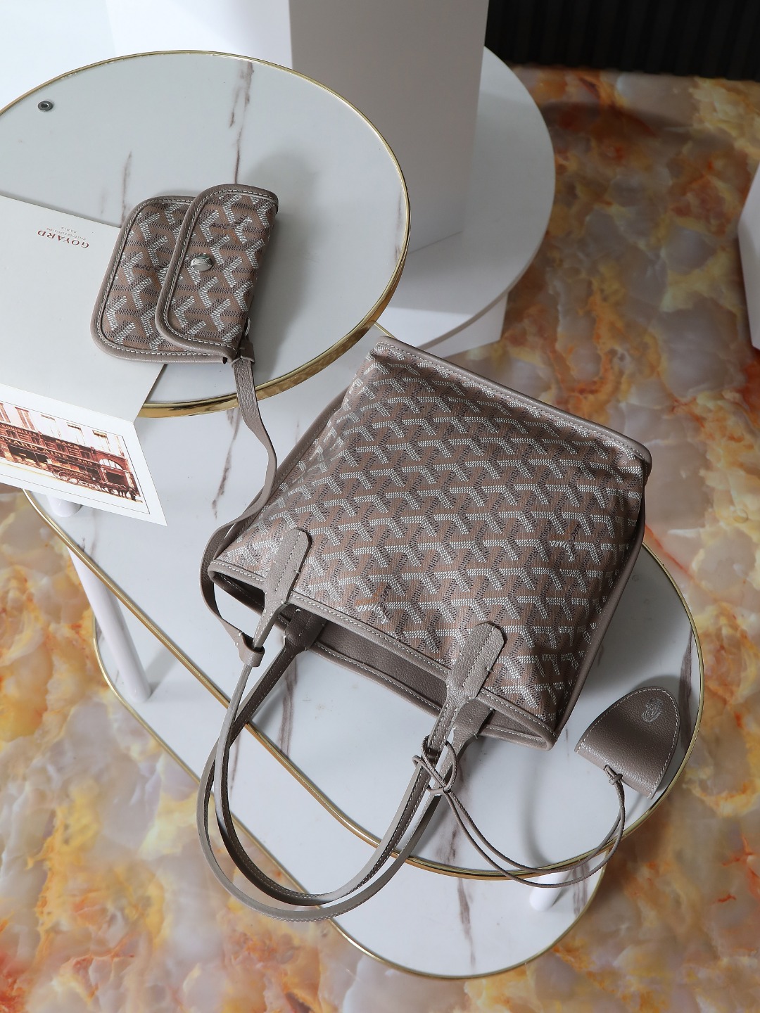 GOYARD 戈雅双面 Belvedere Reversible Mini Tote (Canvas and Leather) — Dual-use bag (handheld/shoulder carry)-F0-ANJCROMINCG