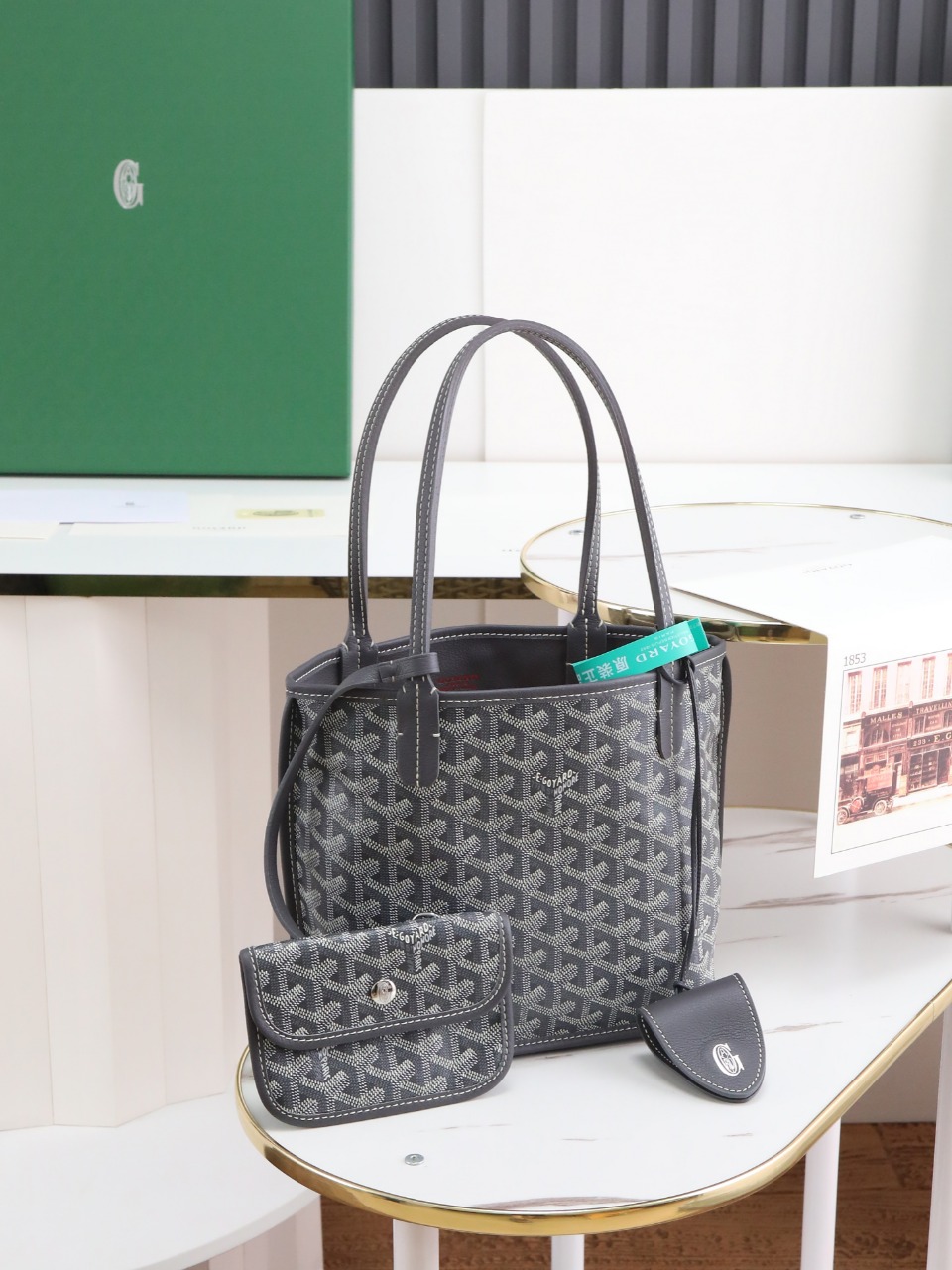 GOYARD 戈雅双面 Belvedere Reversible Mini Tote (Canvas and Leather) — Dual-use bag (handheld/shoulder carry)-F0-ANJOUSMINCG51TY51P