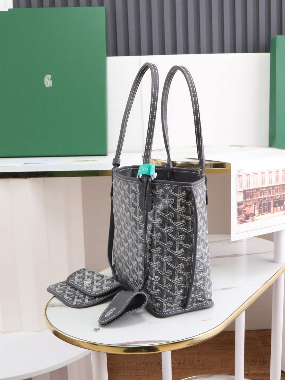GOYARD 戈雅双面 Belvedere Reversible Mini Tote (Canvas and Leather) — Dual-use bag (handheld/shoulder carry)-F0-ANJOUSMINCG51TY51P