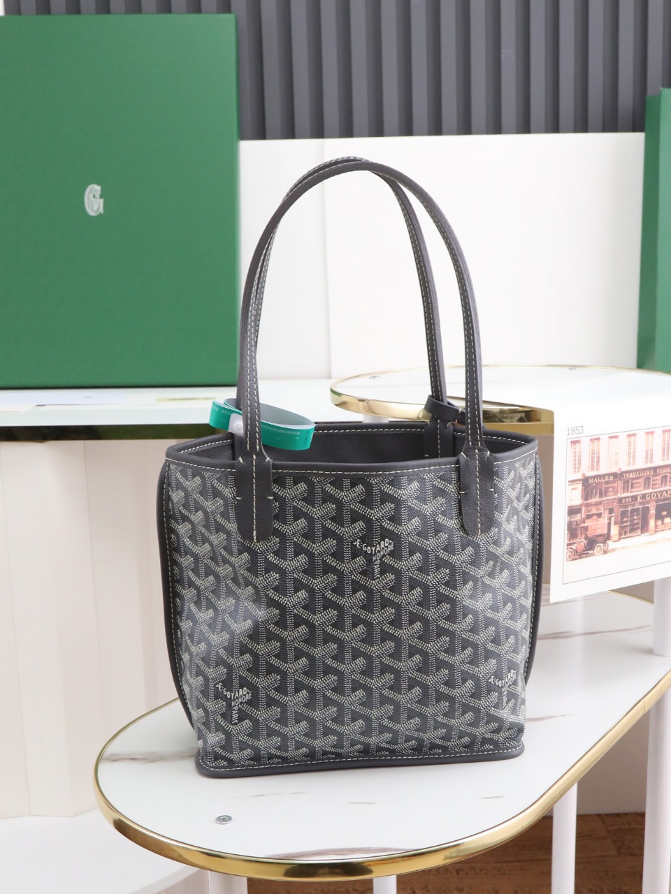 GOYARD 戈雅双面 Belvedere Reversible Mini Tote (Canvas and Leather) — Dual-use bag (handheld/shoulder carry)-F0-ANJOUSMINCG51TY51P