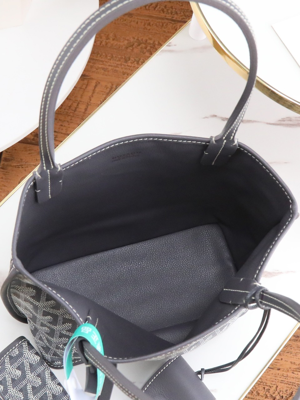 GOYARD 戈雅双面 Belvedere Reversible Mini Tote (Canvas and Leather) — Dual-use bag (handheld/shoulder carry)-F0-ANJOUSMINCG51TY51P