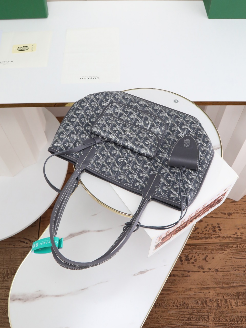 GOYARD 戈雅双面 Belvedere Reversible Mini Tote (Canvas and Leather) — Dual-use bag (handheld/shoulder carry)-F0-ANJOUSMINCG51TY51P