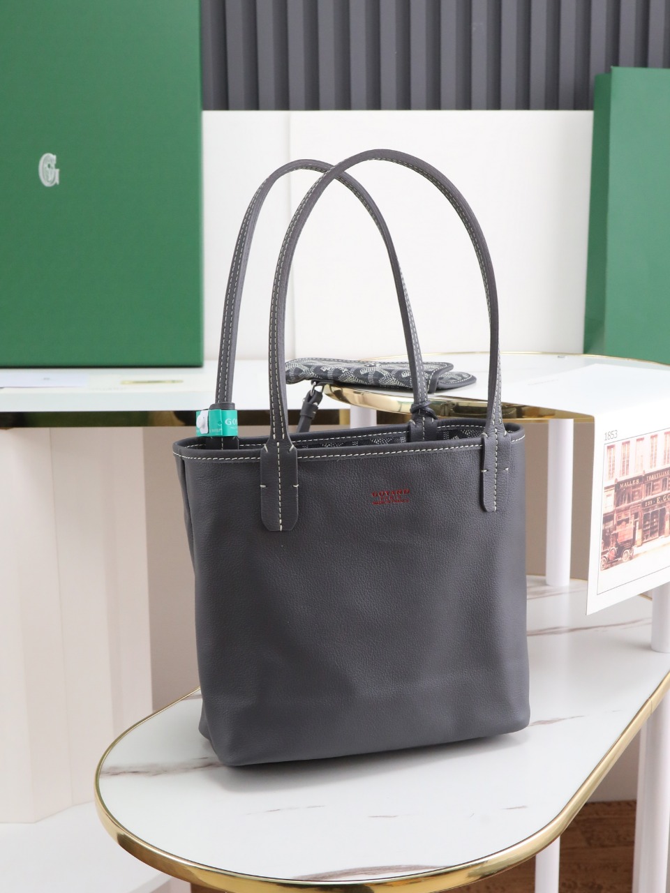 GOYARD 戈雅双面 Belvedere Reversible Mini Tote (Canvas and Leather) — Dual-use bag (handheld/shoulder carry)-F0-ANJOUSMINCG51TY51P