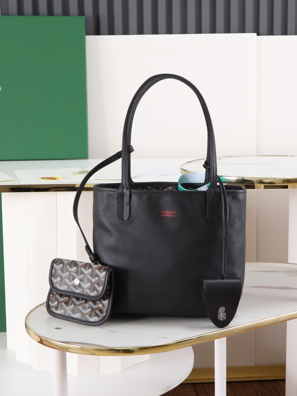 GOYARD 戈雅双面 Belvedere Reversible Mini Tote (Canvas and Leather) — Dual-use bag (handheld/shoulder carry)-F0-ANJCROMINCG 
