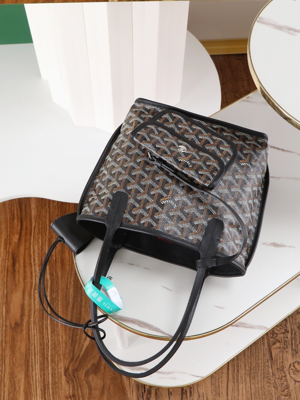 GOYARD 戈雅双面 Belvedere Reversible Mini Tote (Canvas and Leather) — Dual-use bag (handheld/shoulder carry)-F0-ANJCROMINCG 