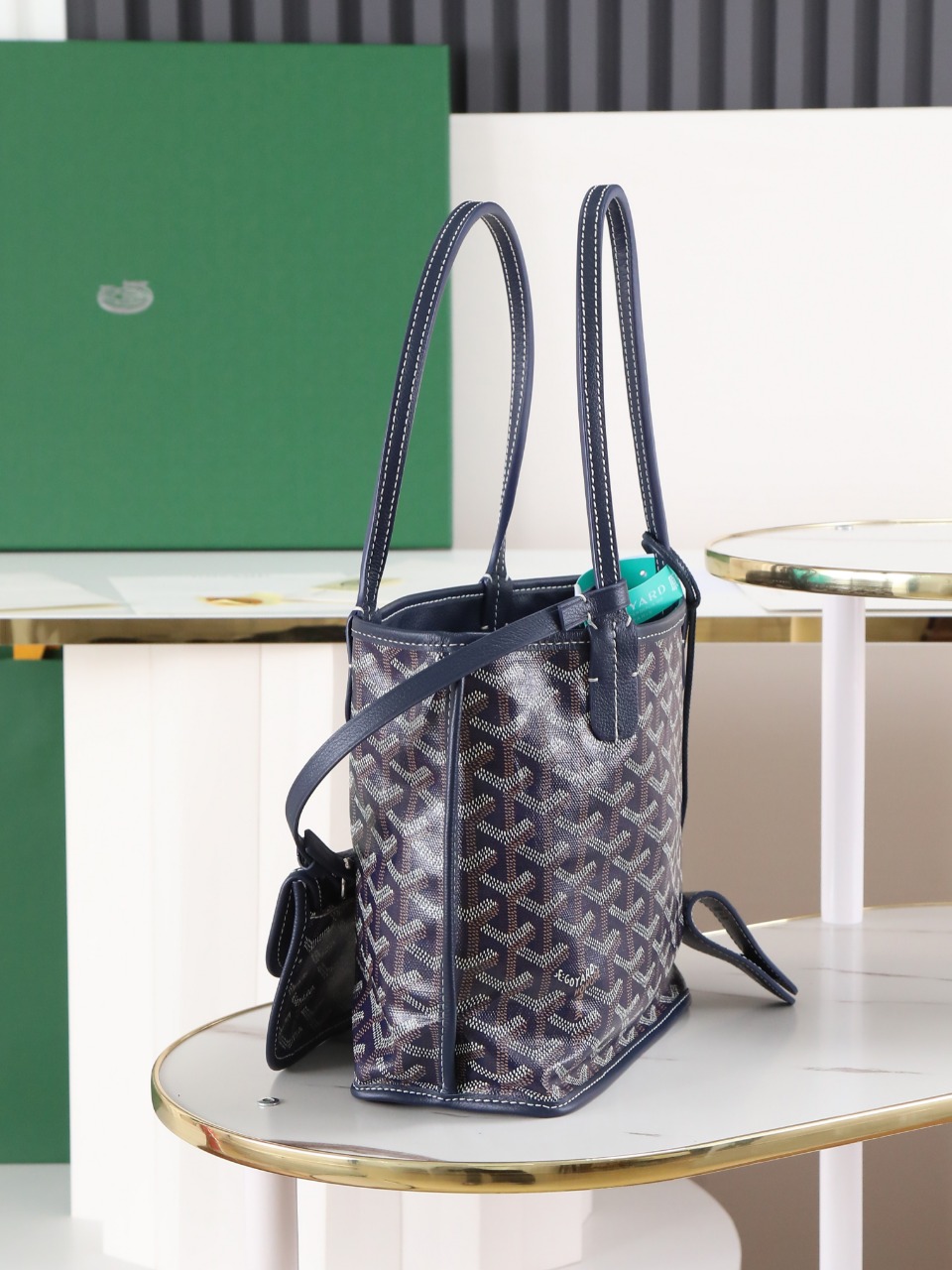 GOYARD 戈雅双面 Belvedere Reversible Mini Tote (Canvas and Leather) — Dual-use bag (handheld/shoulder carry)-F0-ANJCROMINCG 