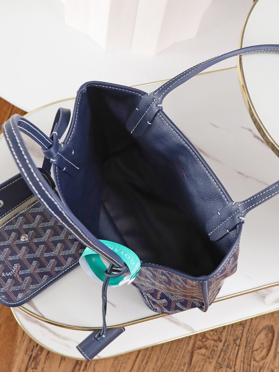 GOYARD 戈雅双面 Belvedere Reversible Mini Tote (Canvas and Leather) — Dual-use bag (handheld/shoulder carry)-F0-ANJCROMINCG 