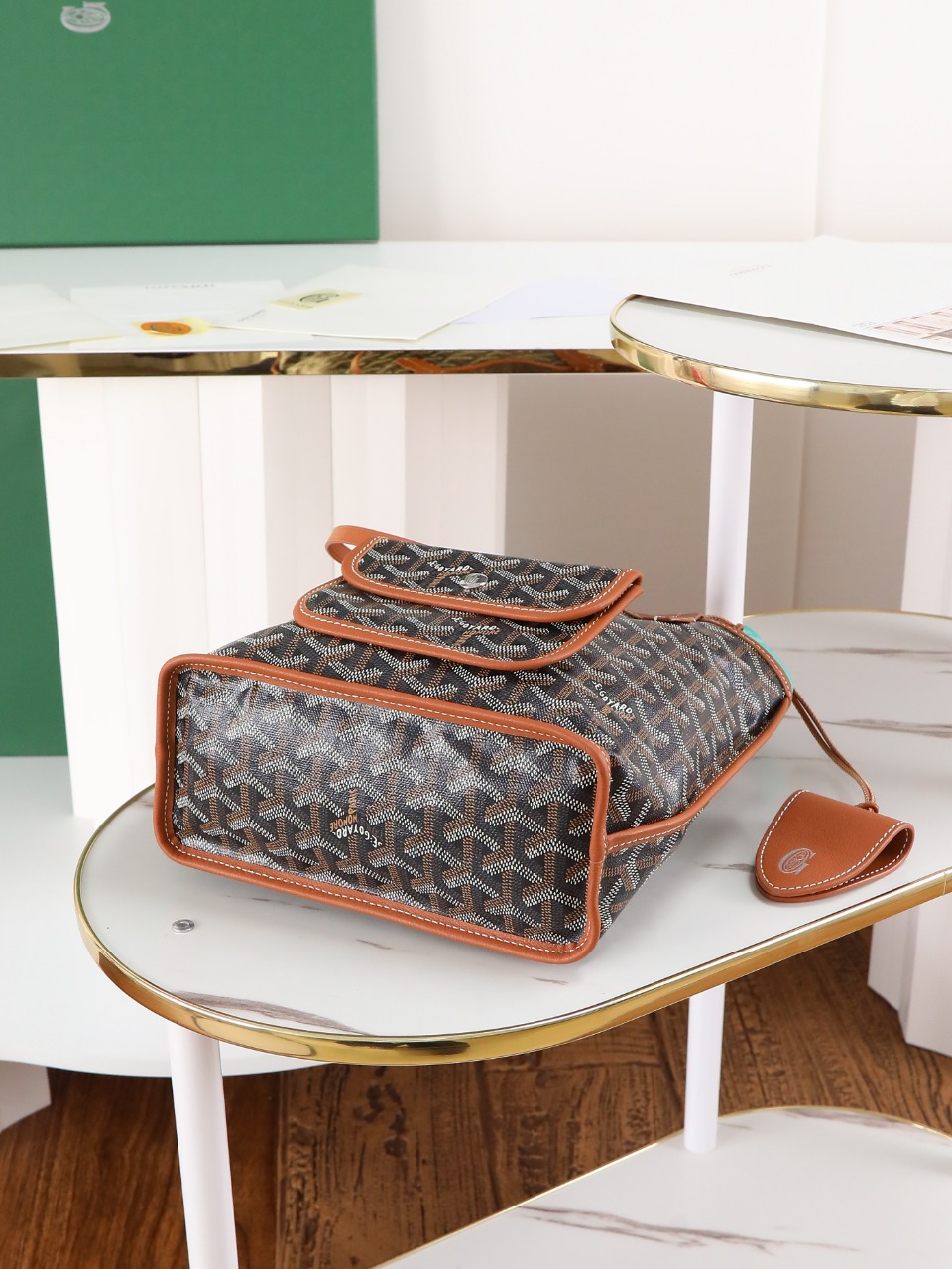 GOYARD 戈雅双面 Belvedere Reversible Mini Tote (Canvas and Leather) — Dual-use bag (handheld/shoulder carry)-F0-ANJCROMINCG 