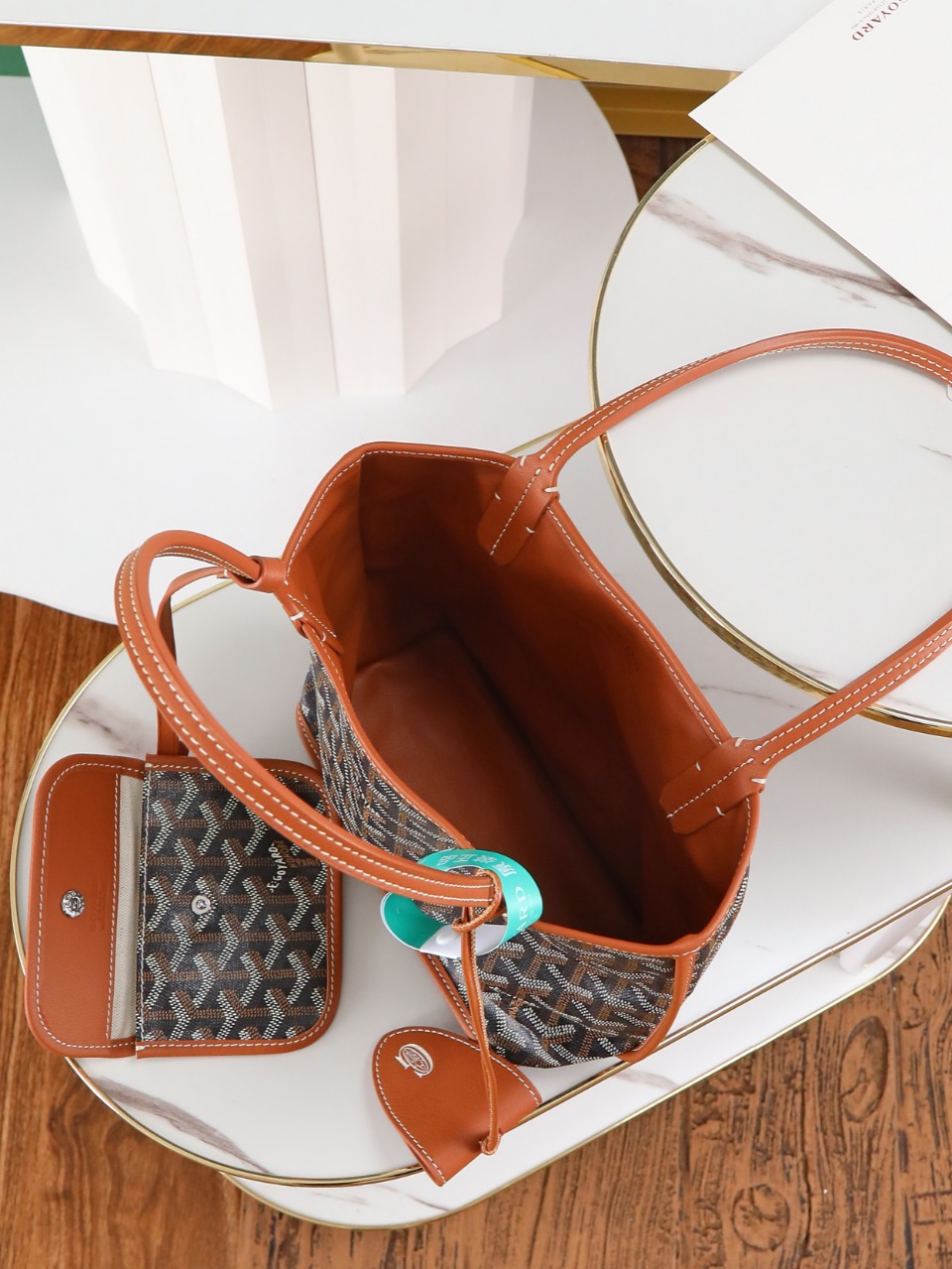 GOYARD 戈雅双面 Belvedere Reversible Mini Tote (Canvas and Leather) — Dual-use bag (handheld/shoulder carry)-F0-ANJCROMINCG 