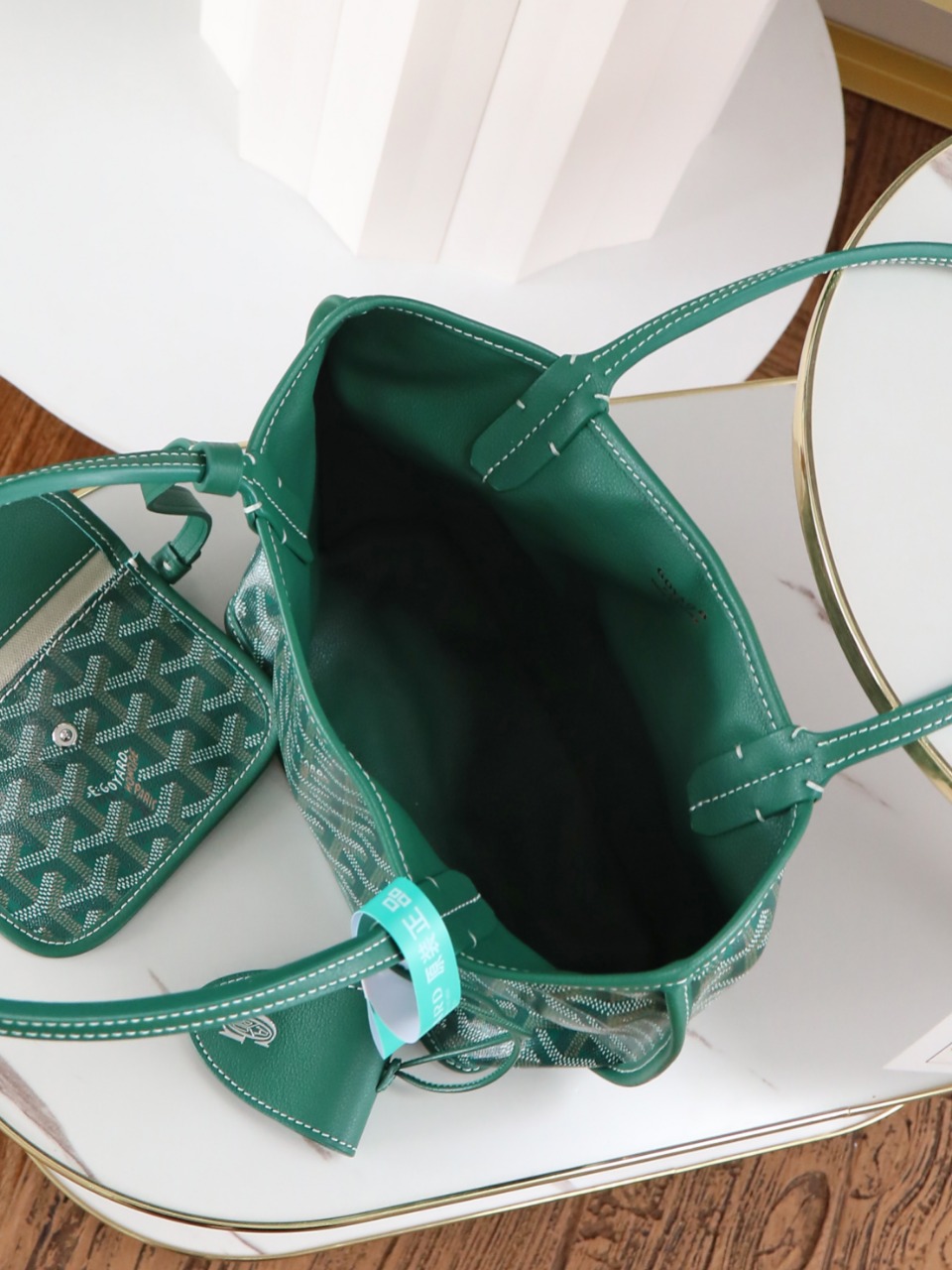 GOYARD 戈雅双面 Belvedere Reversible Mini Tote (Canvas and Leather) — Dual-use bag (handheld/shoulder carry)-F0-ANJCROMINCG 