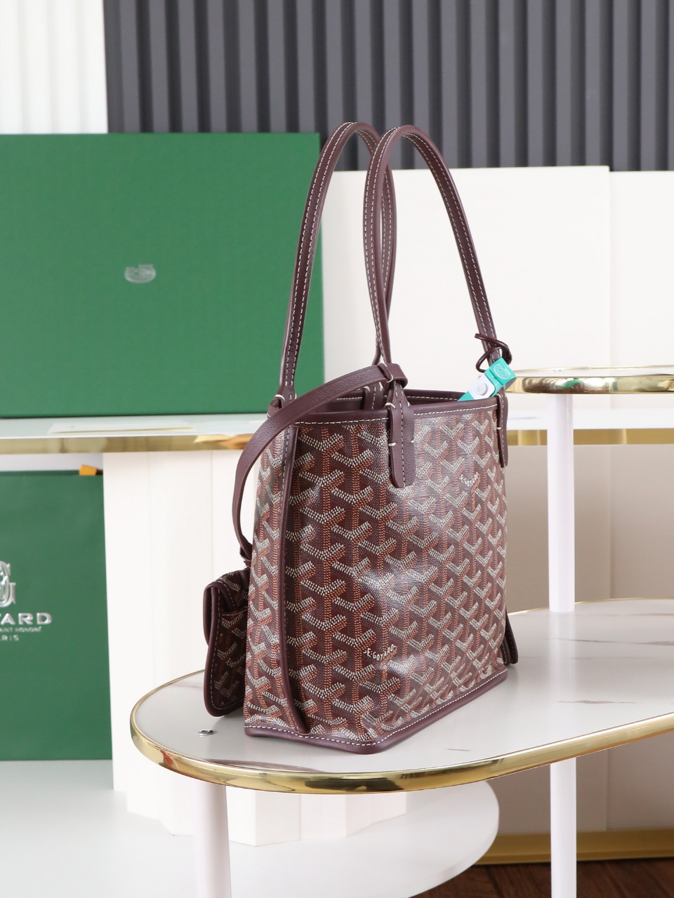 GOYARD 戈雅双面 Belvedere Reversible Mini Tote (Canvas and Leather) — Dual-use bag (handheld/shoulder carry)-F0-ANJCROMINCG 