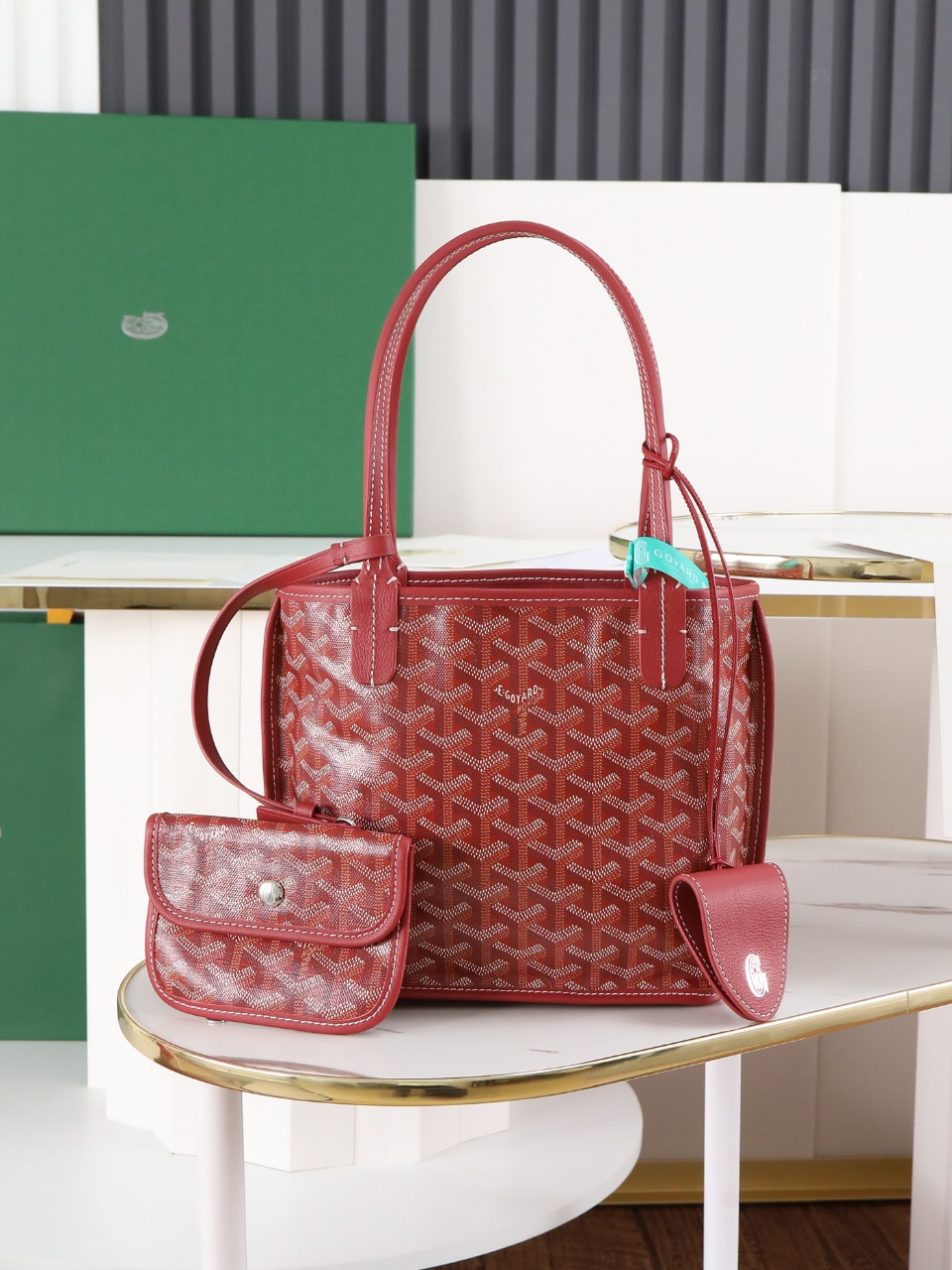 GOYARD 戈雅双面 Belvedere Reversible Mini Tote (Canvas and Leather) — Dual-use bag (handheld/shoulder carry)-F0-ANJCROMINCG 