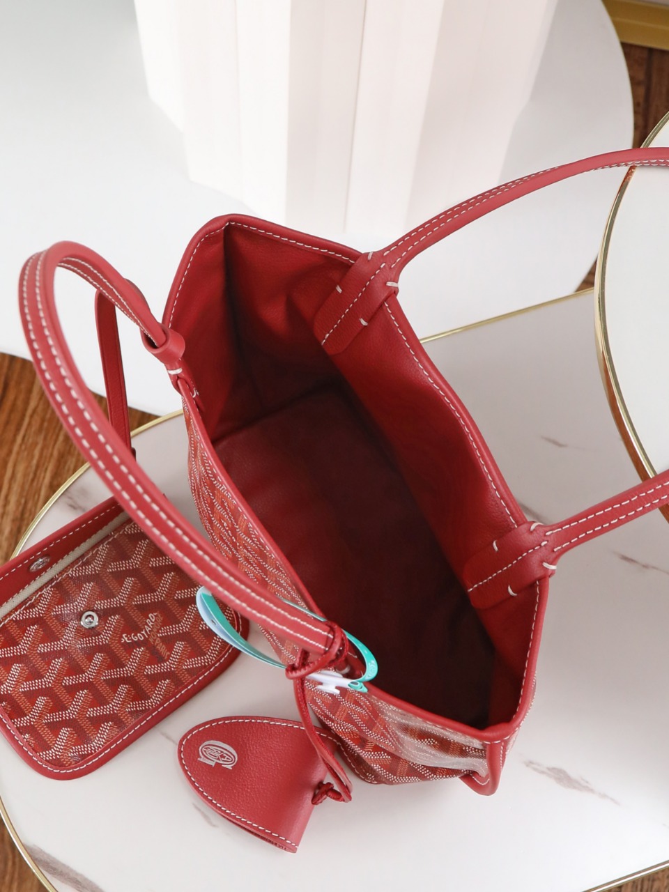 GOYARD 戈雅双面 Belvedere Reversible Mini Tote (Canvas and Leather) — Dual-use bag (handheld/shoulder carry)-F0-ANJCROMINCG 