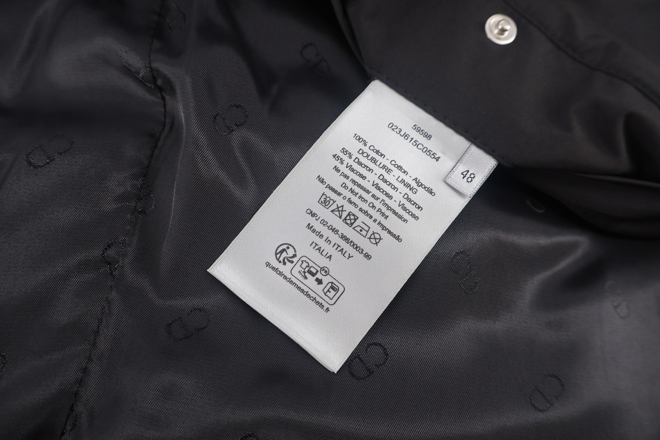 DIOR 迪奥 标识压花刺绣拉链立领夹棉马甲 背心 棉服 外套 夹克 黑色 米色 C0