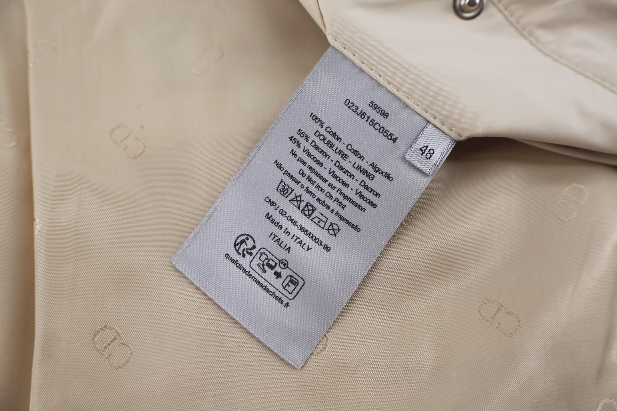 DIOR 迪奥 标识压花刺绣拉链立领夹棉马甲 背心 棉服 外套 夹克 黑色 米色 C0