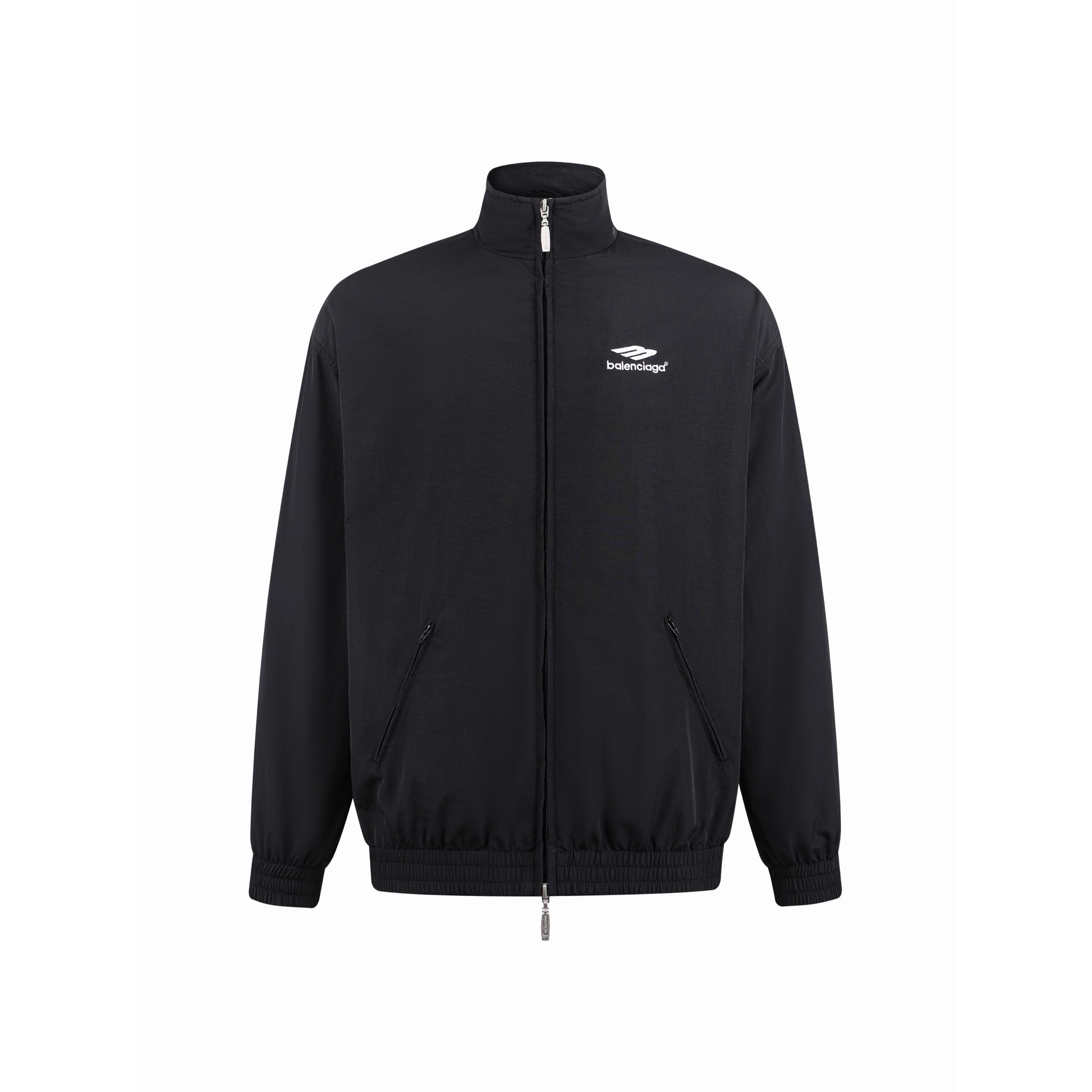 Balenciaga 巴黎世家 刺绣logo拉链立领夹克 外套 长袖 黑色 B5