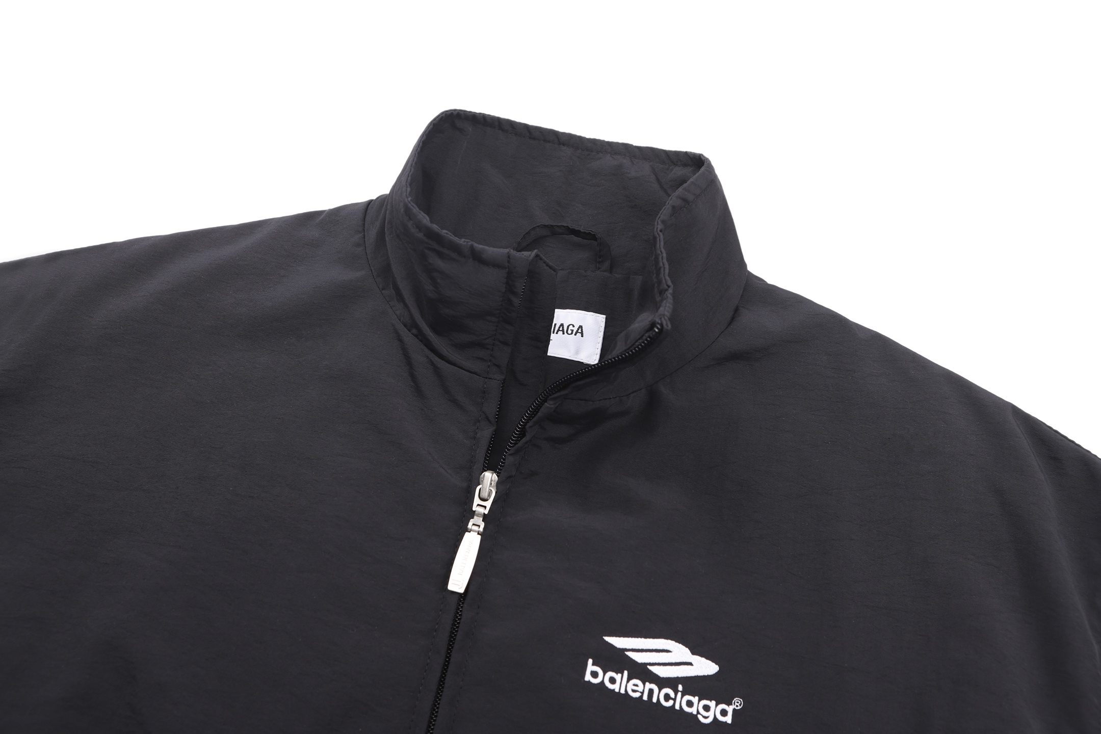Balenciaga 巴黎世家 刺绣logo拉链立领夹克 外套 长袖 黑色 B5