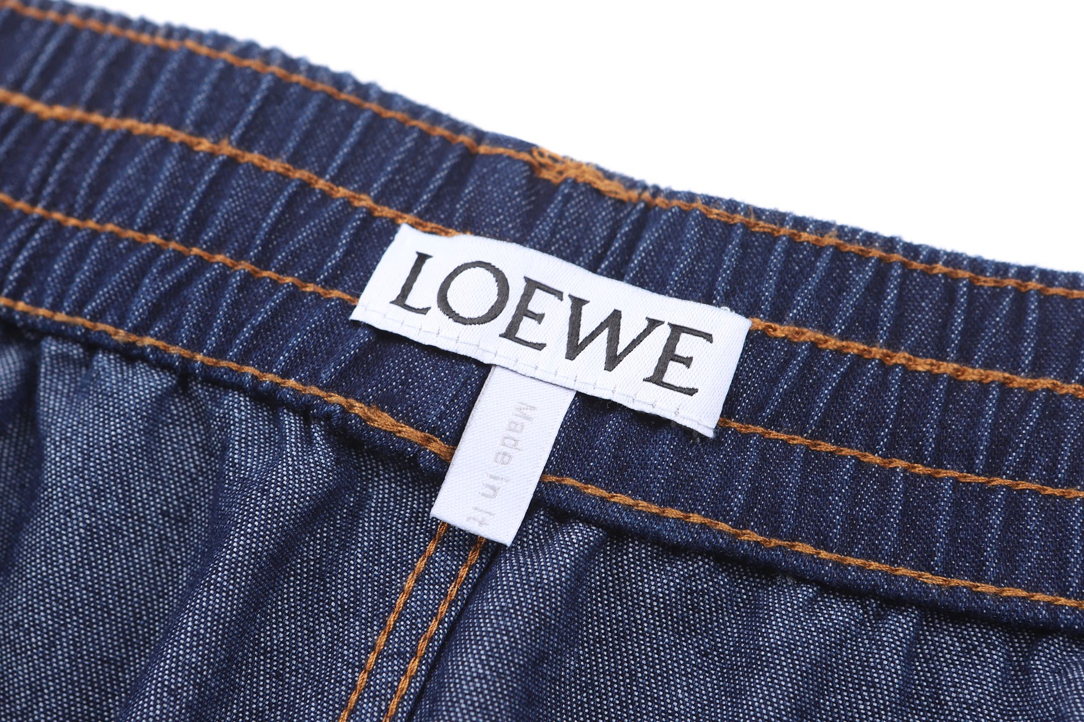 Loewe 罗意威 标识刺绣牛仔短裤 休闲裤 五分裤 裤子 蓝色 B0 