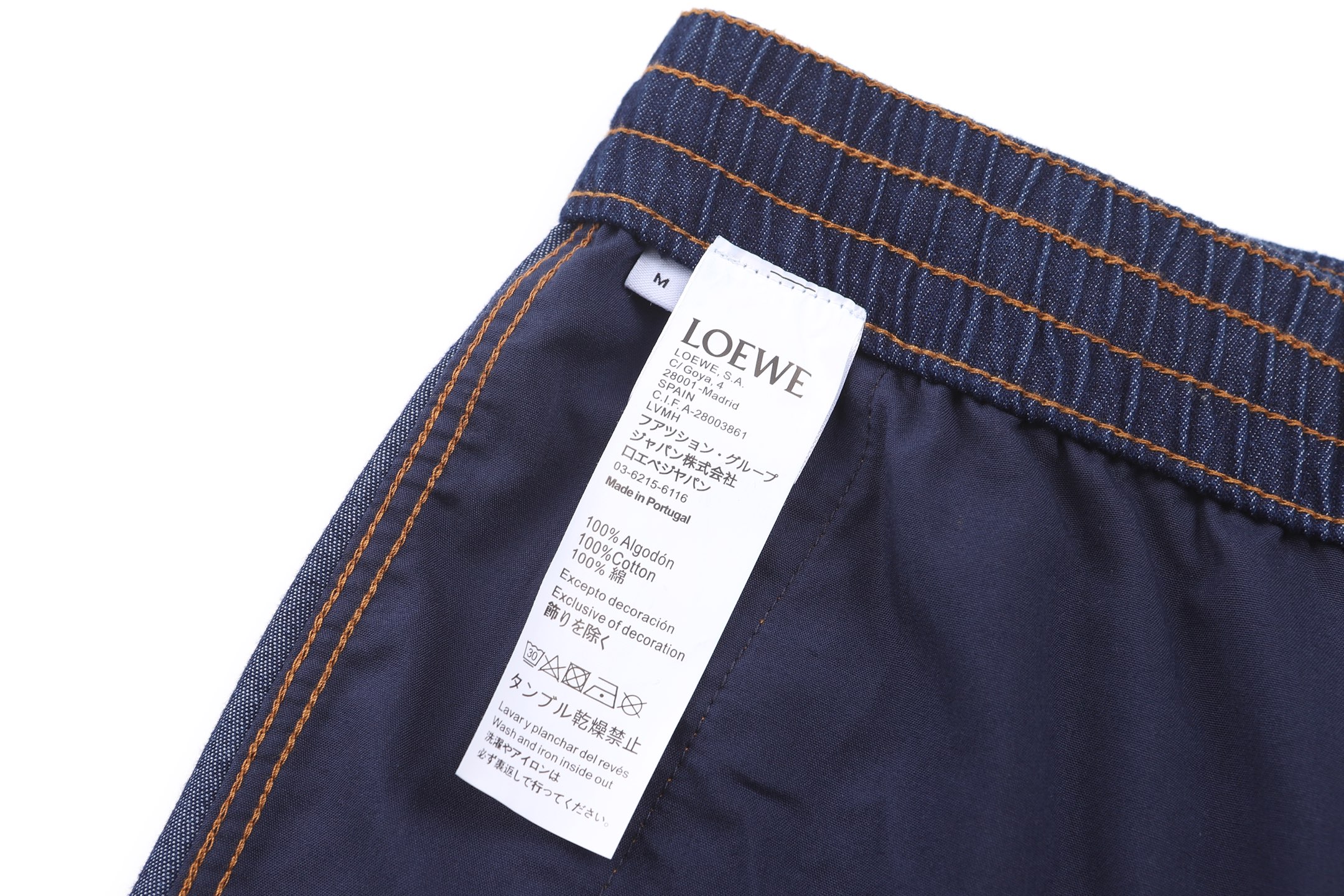 Loewe 罗意威 标识刺绣牛仔短裤 休闲裤 五分裤 裤子 蓝色 B0 