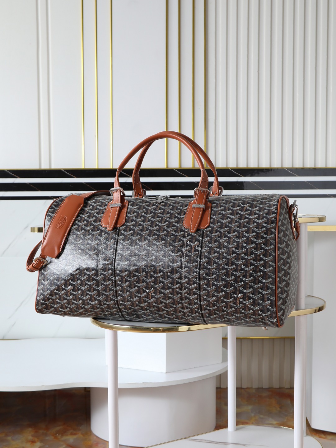 GOYARD 戈雅行李包 (Canvas and Leather) — Carry-on Bag-F0-BOSTON045TY