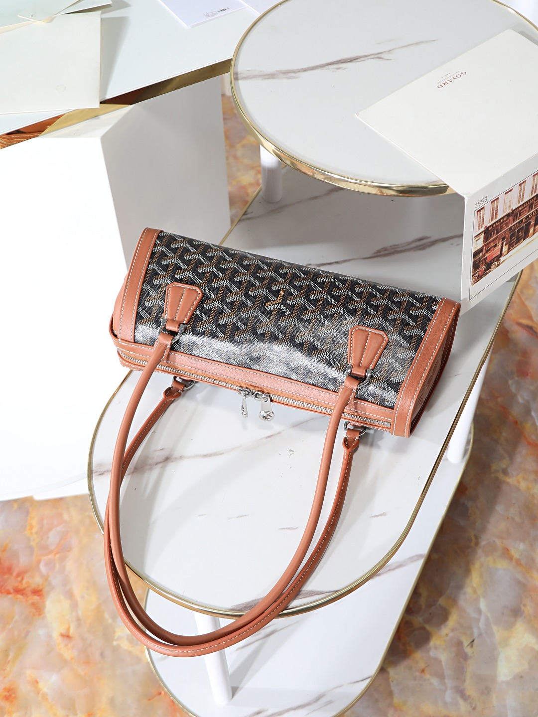 GOYARD 戈雅法棍 Bonbonniere (Canvas and Leather) — Baguette Bag-F0-BONBONPMLTY