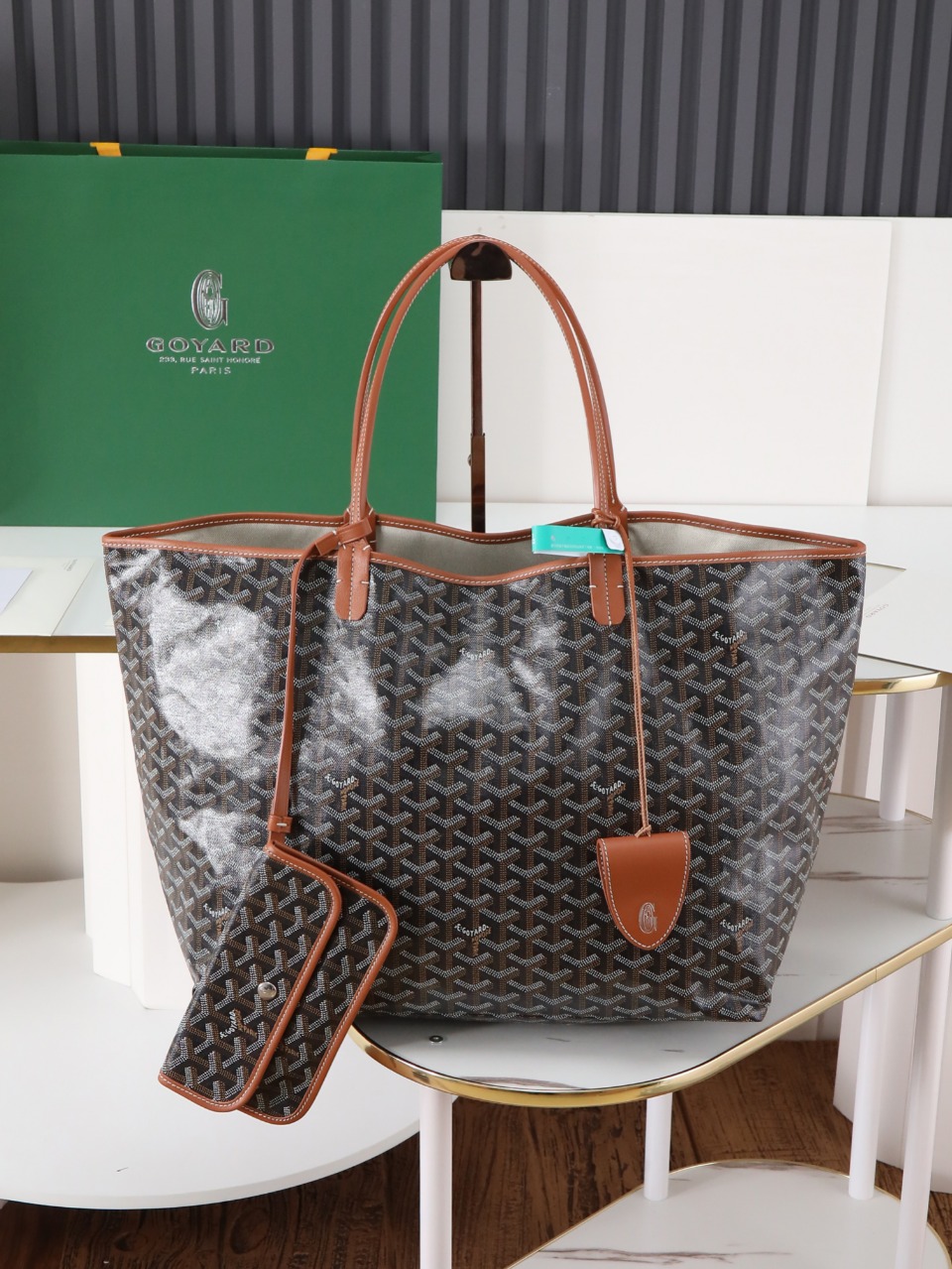 GOYARD 戈雅托特 Saint Louis  (Canvas and Leather) — Large Tote Bag-F0- STLCROGMLTY-01CL03P
