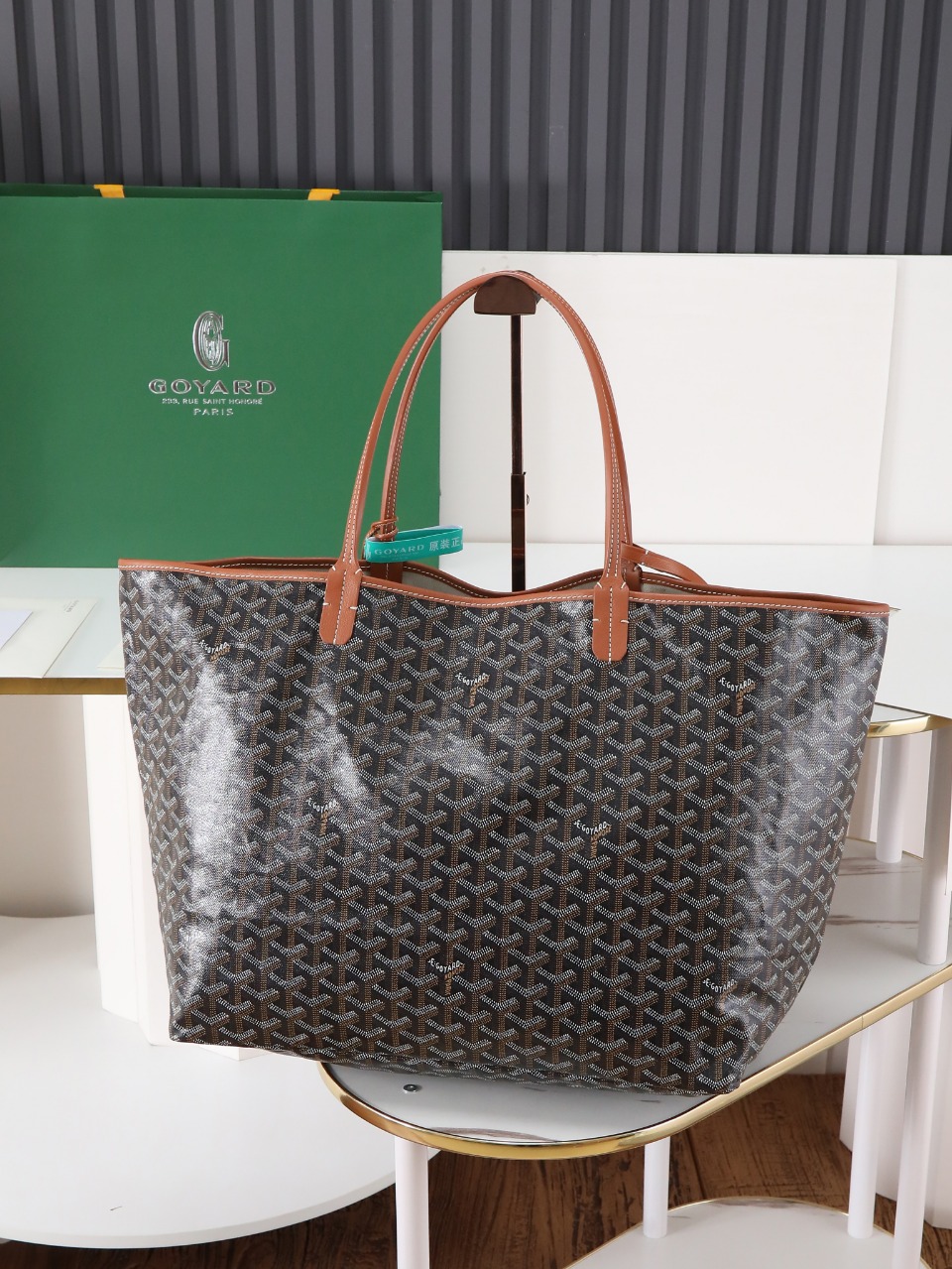GOYARD 戈雅托特 Saint Louis  (Canvas and Leather) — Large Tote Bag-F0- STLCROGMLTY-01CL03P