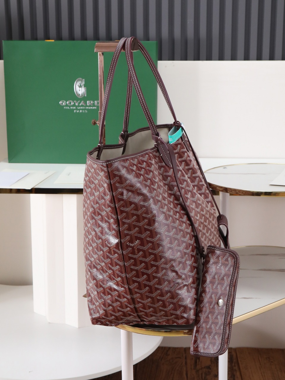 GOYARD 戈雅托特 Saint Louis  (Canvas and Leather) — Large Tote Bag-F0- STLCROGMLTY-33CL33P