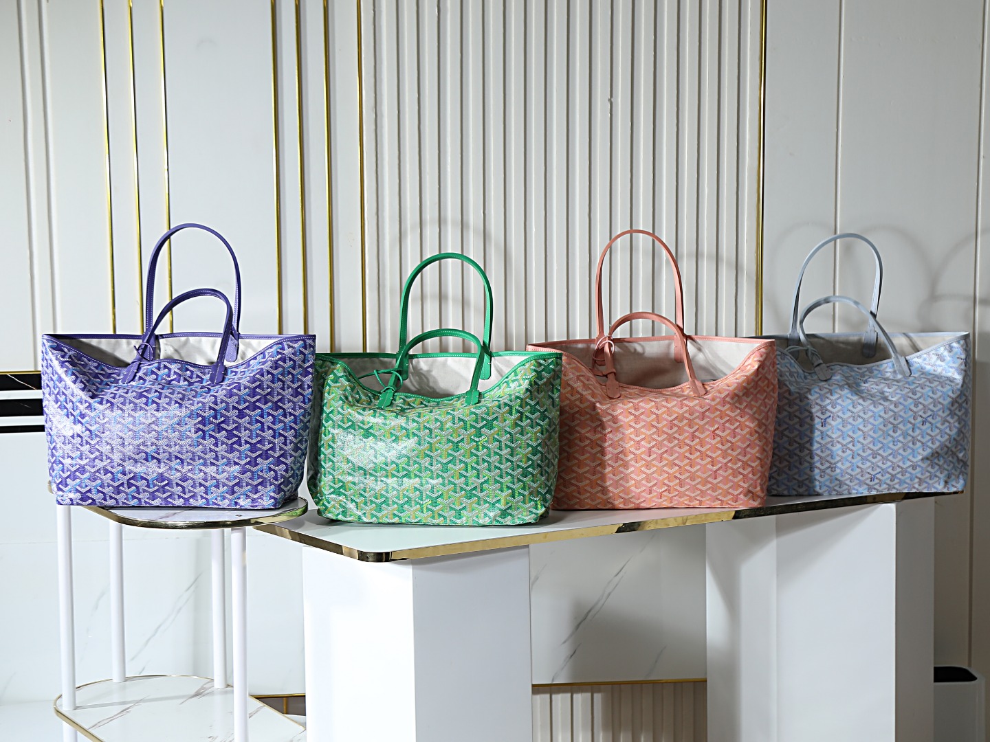 34CM GOYARD 戈雅托特 Saint Louis  (Canvas and Leather) — Small Tote Bag-F0-STLCROPMLTY