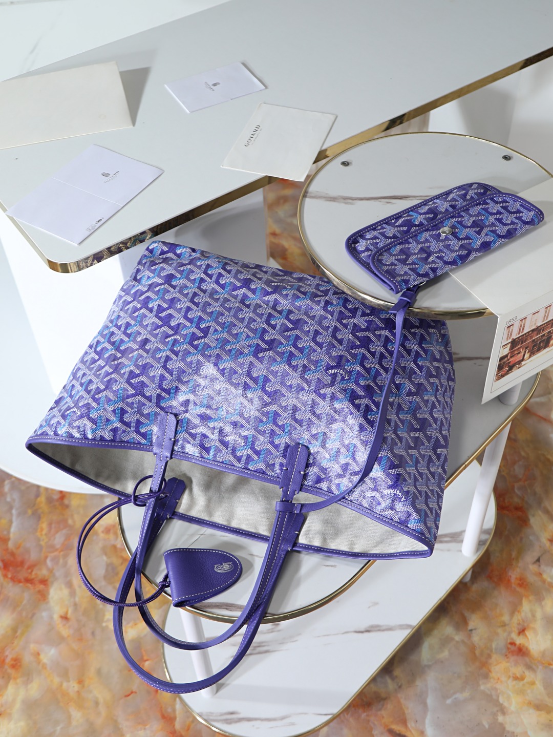 34CM GOYARD 戈雅托特 Saint Louis  (Canvas and Leather) — Small Tote Bag-F0-STLCROPMLTY