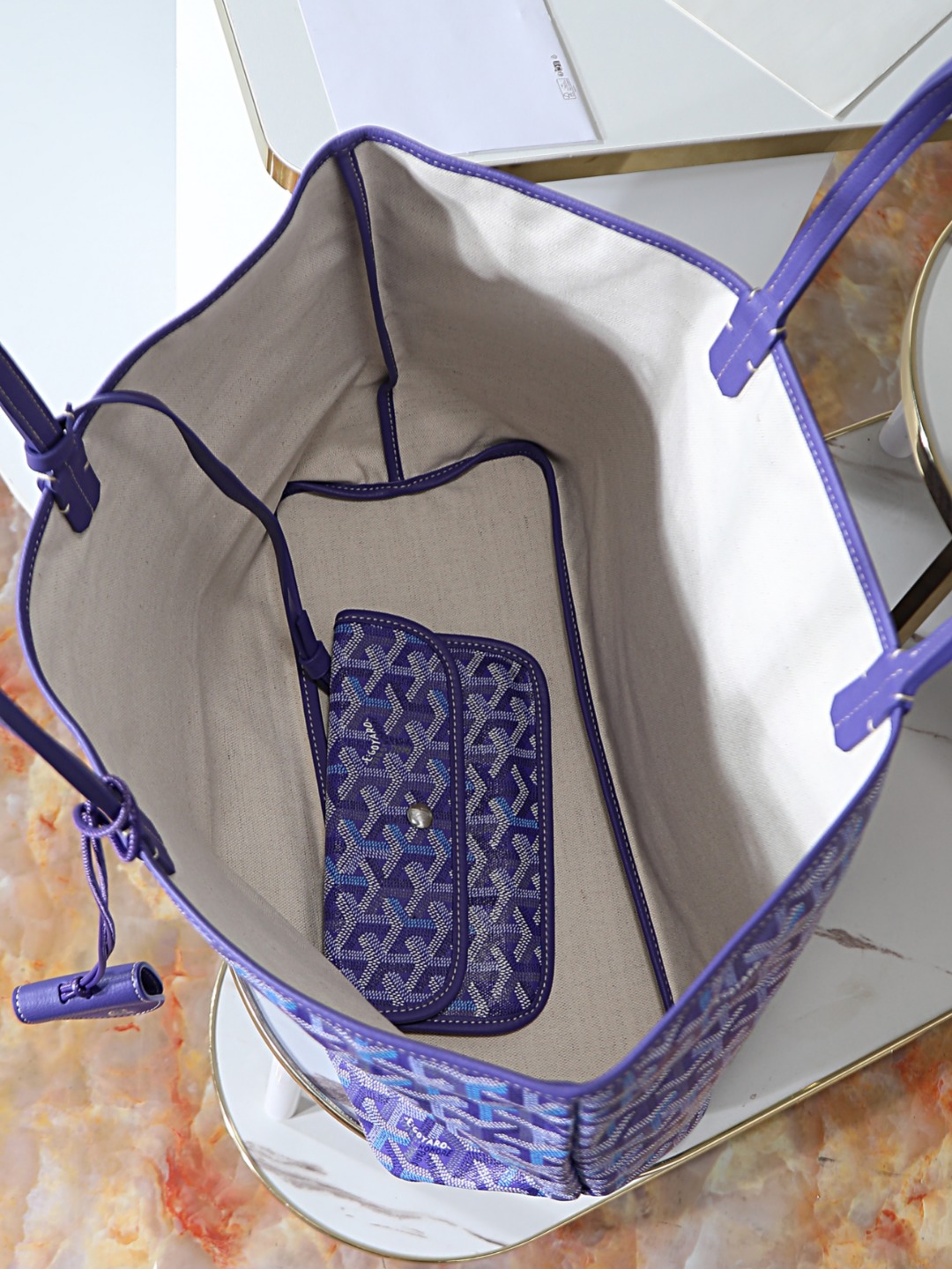 34CM GOYARD 戈雅托特 Saint Louis  (Canvas and Leather) — Small Tote Bag-F0-STLCROPMLTY