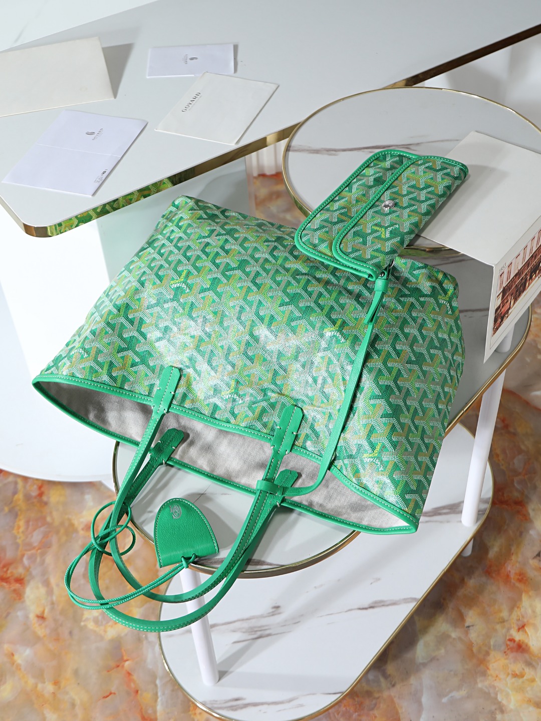 34CM GOYARD 戈雅托特 Saint Louis  (Canvas and Leather) — Small Tote Bag-F0-STLCROPMLTY