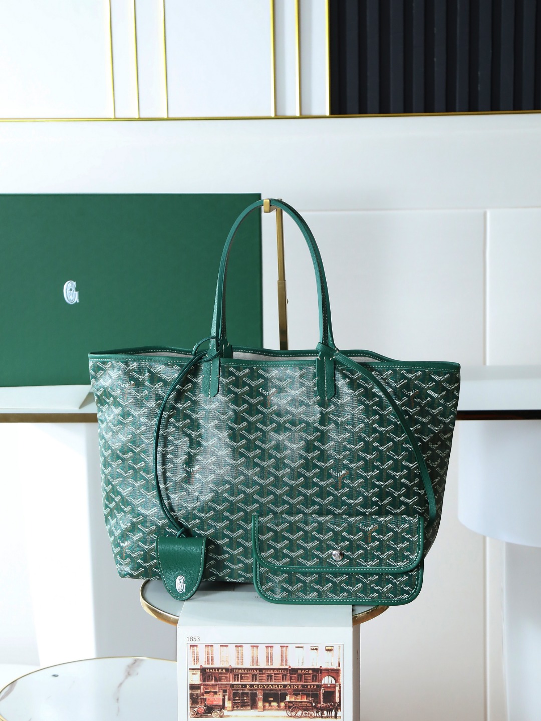 34CM GOYARD 戈雅托特 Saint Louis  (Canvas and Leather) — Small Tote Bag-F0-STLCROPMLTY-09CL09P