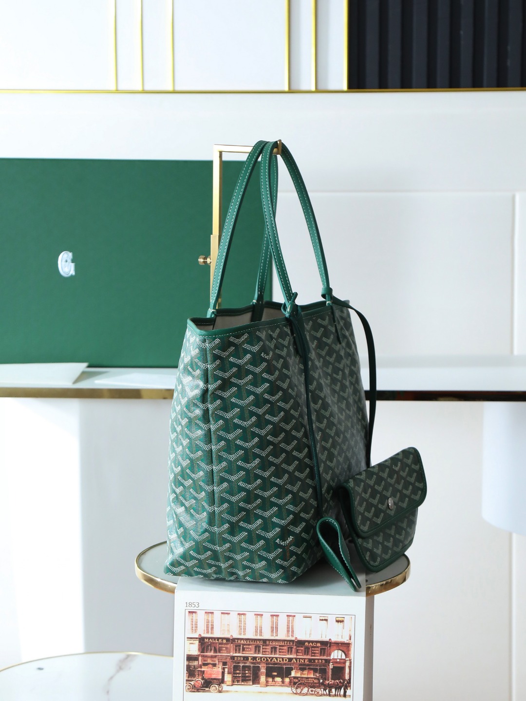 34CM GOYARD 戈雅托特 Saint Louis  (Canvas and Leather) — Small Tote Bag-F0-STLCROPMLTY-09CL09P
