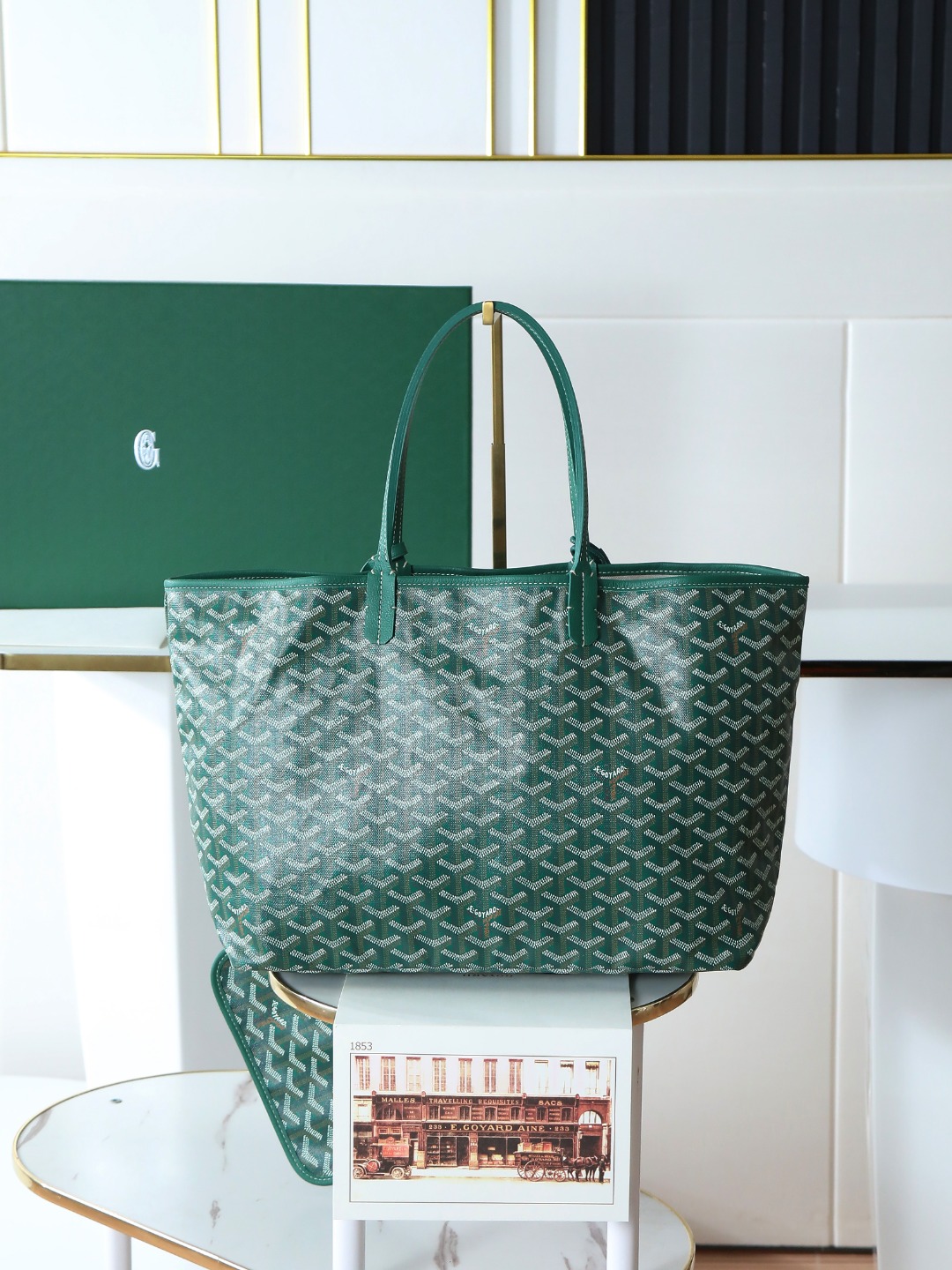 34CM GOYARD 戈雅托特 Saint Louis  (Canvas and Leather) — Small Tote Bag-F0-STLCROPMLTY-09CL09P