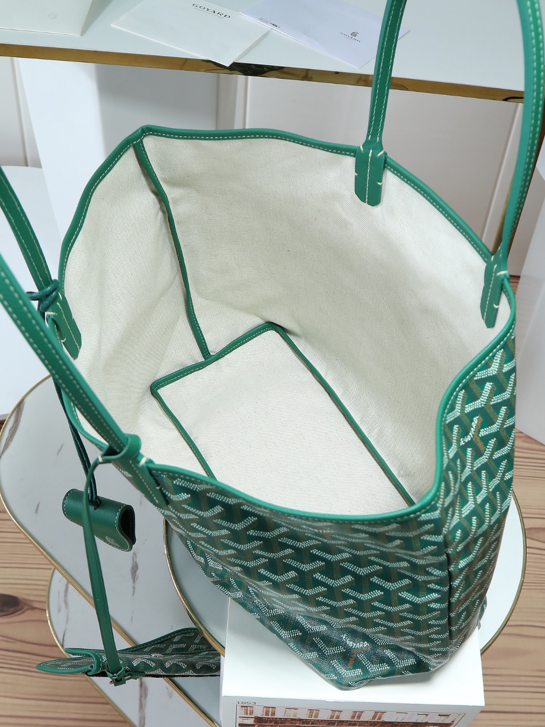 34CM GOYARD 戈雅托特 Saint Louis  (Canvas and Leather) — Small Tote Bag-F0-STLCROPMLTY-09CL09P