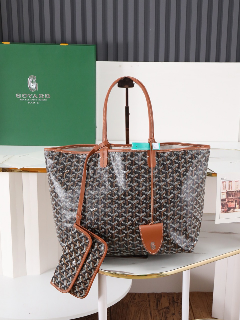 34CM GOYARD 戈雅托特 Saint Louis  (Canvas and Leather) — Small Tote Bag-F0-STLNECPMLTY01CL03P