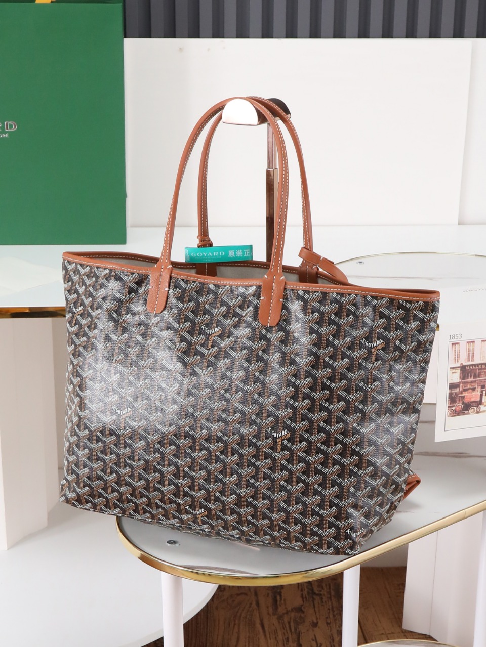 34CM GOYARD 戈雅托特 Saint Louis  (Canvas and Leather) — Small Tote Bag-F0-STLNECPMLTY01CL03P